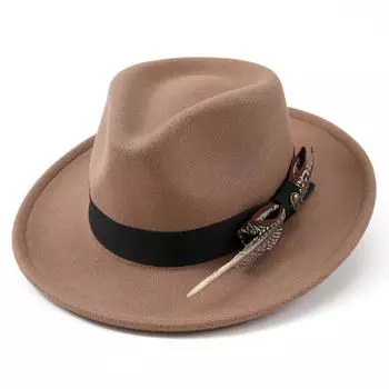 Шерстяная шляпа для мужчин, модная и высококачественная, церемониальная шляпа с перьями и сердцем для женщин, высококачественная рыцарская шляпа One Size светло-коричневого
