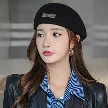 Шерстяная шляпа-фрондер, модный ретро-берет в британском стиле для женщин, осенне-зимний темперамент, универсальная, подходит для круглого лица, модная шляпа M56-58cm