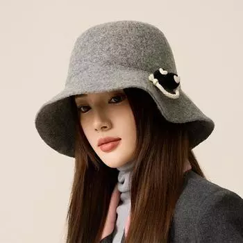 Шерстяная шляпа рыбака женская фетровая шляпа тазик осень-зима хаки