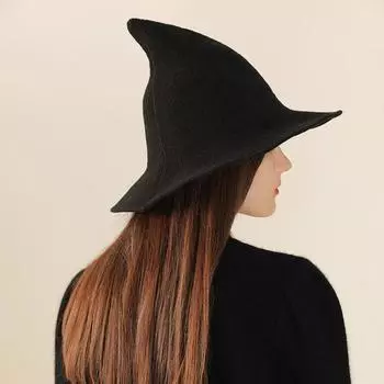 Шерстяная шляпа ведьмы, вязаная шапка волшебника, костюм ведьмы для женщин, костюмы волшебника для косплея, наряды оранжевый