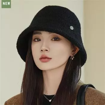 Шерстяная шляпа-ведро с частицами, женские шапки, широкополые солнцезащитные шапки, теплая шляпа на осень-зиму