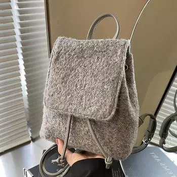 Шерстяная сумка, модный женский рюкзак, переносная сумка-ведро, повседневный рюкзак. серый