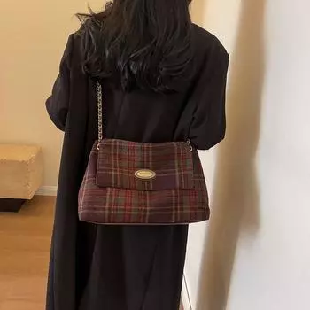 Шерстяная сумка Женская большая вместительная сумка на плечо с цепочкой Школьная сумка-тоут