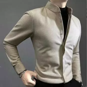 Шерстяная теплая мужская рубашка с длинными рукавами, осенне-зимняя, высококачественная легкая роскошная тонкая модная рубашка XXXXL чёрный