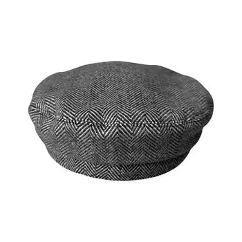 Шерстяная юбка с рисунком «елочка», военная шляпа с плоским верхом для мужчин и женщин, теплая толстая берет для отдыха на открытом воздухе, затеняющая утиный язычок one size fits all чёрный