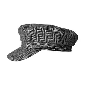 Шерстяная юбка с рисунком «елочка», военная шляпа с плоским верхом для мужчин и женщин, теплая толстая берет для отдыха на открытом воздухе, затеняющая утиный язычок one size fits all чёрный