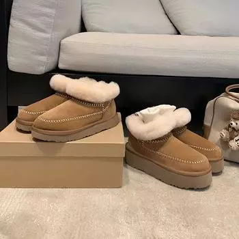 Шерстяная версия ~ Теплые бархатные хлопковые туфли с V-образным вырезом от Su Yinyin, сшитые вручную шерстяные короткие ботинки на толстой подошве, женские зимние ботинки 34