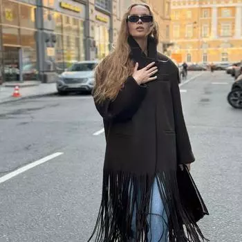 Шерстяное длинное пальто с кисточками, женское осенне-зимнее однобортное пальто с отложным воротником и карманами, элегантное пальто S белый