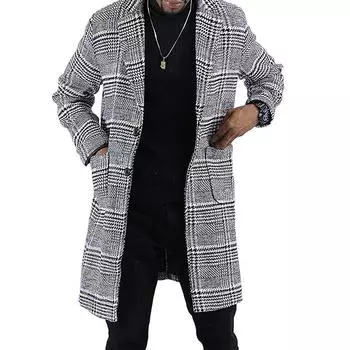 Шерстяное мужское пальто, длинный тренчкот M