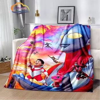 Шерстяное одеяло Ultra Heroes Zeta Hero s Path Jindian, анимационный персонаж, Ультрачеловек, модное портативное фланелевое теплое походное одеяло 75x90cm