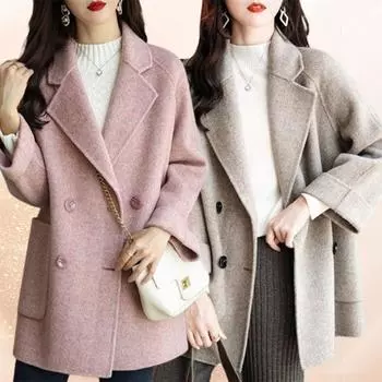 Шерстяное пальто, элегантные пальто и куртки, женские новые осенне-зимние куртки, женские офисные женские плащи с длинными рукавами в корейском стиле M серый
