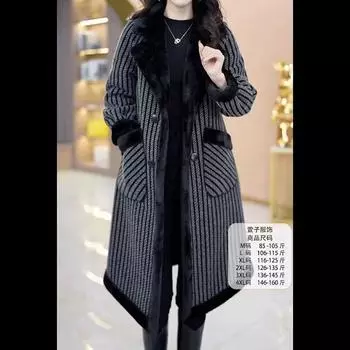 Шерстяное пальто для молодой мамы, осень и зима, новая двухсторонняя одежда, шерстяное пальто средней длины и средней длины для женщин среднего возраста. M recommends 85-52.5 kg