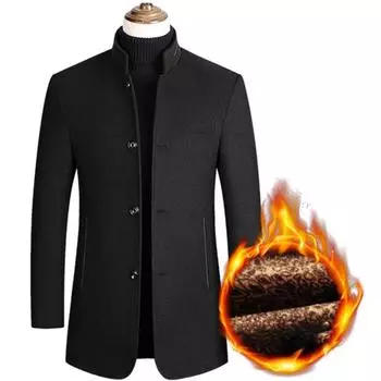 Шерстяное пальто мужское на осень и зиму для мужчин среднего возраста XS серый