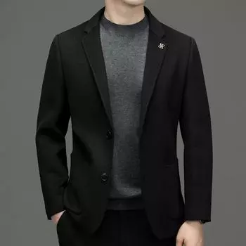 Шерстяное пальто мужской повседневный костюм осень и зима новый двусторонний шерстяной однотонный деловой костюм шерстяное пальто M