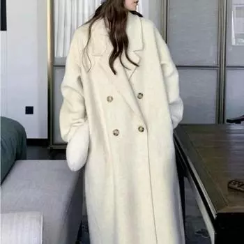 Шерстяное пальто в стиле Хепберн для женщин, осень-зима, небольшое, высококачественное, средней длины, свободное шерстяное пальто M