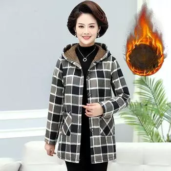 Шерстяное пальто женское осень зима новый большой размер 5XL с капюшоном хлопковая подбитая куртка модная верхняя одежда XL чёрный