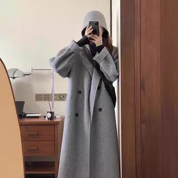 Шерстяное пальто женское шерстяное пальто осень и зима высокое чувство маленький корейский 2024 новый утолщенный средний и длинный S серый