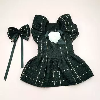 Шерстяное платье для домашних животных Юбка с бантом Цветочная одежда для собак и кошек Милая клетчатая юбка Товары для животных Платья для собак для маленьких собак Одежда для щенков Юбка XS