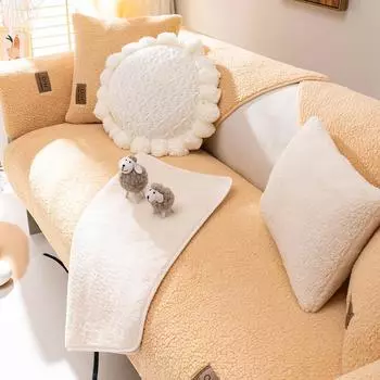 Шерстяной бархатный чехол для дивана, утолщенная теплая спинка, полотенце, подушка, нескользящая однотонная ткань для гостиной, диван, плюшевое украшение, пыль 70x70