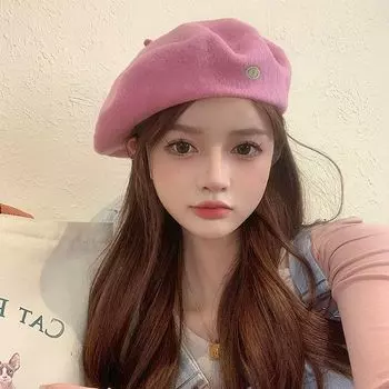 Шерстяной берет женский осенне-зимний универсальный 2024 новый интернет-знаменитость корейская шляпа bud показать лицо маленькая ретро шляпа художника Average Size (54-58cm)