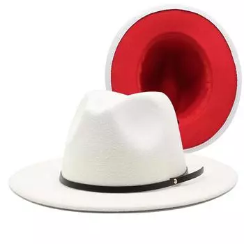 Шерстяной цилиндр, модная двухцветная шляпа, подходящая по цвету, мужская и женская шляпа в стиле джаз с плоскими полями Tide M56-58cm