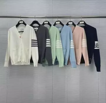 «Шерстяной кардиган макарон с V-образным вырезом»: Свитер унисекс в британском студенческом стиле. Large мятный зеленый