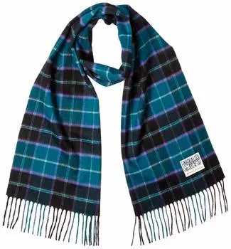 Шерстяной кашемировый шарф Шерстяной кашемировый шарф в клетку 60605012 Темно-зеленый x черный 28 см x 180 см [Дизайн с балками] Женский Прибл.