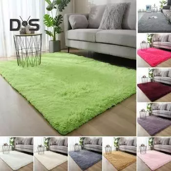 Шерстяной ковер Толстый длинный мех Высокоплотная микрофибра Быстро впитывающая воду Противоскользящая подложка Продолговатая форма Защита пола Журнальный столик Прикроватная тумбочка в отеле красный