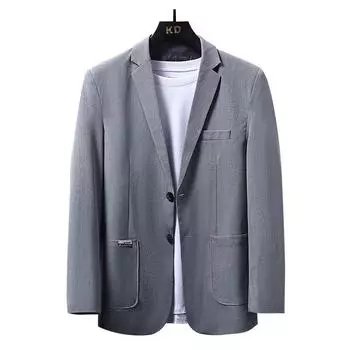 Шерстяной пиджак мужской осенне-зимний мужской деловой повседневный шерстяной костюм однотонный корейский вариант шерстяной костюм M чёрный