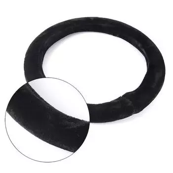 Шерстяной плюшевый чехол на руль автомобиля, мягкие теплые принадлежности, удобная защита автомобильного колеса чёрный