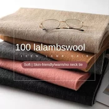 Шерстяной шарф, однотонный женский шарф, универсальный осенне-зимний шарф, утепленная теплая шаль, простая красная кисточка 35*180cm хаки