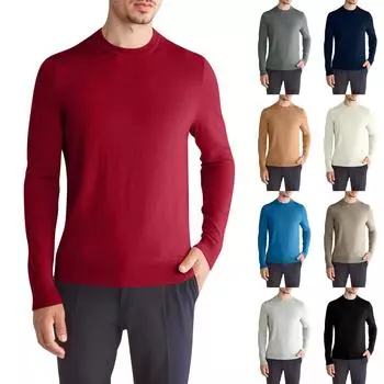 Шерстяной топ с длинным рукавом, повседневный свитер с круглым вырезом, свободный воротник, шерстяной топ XL белый