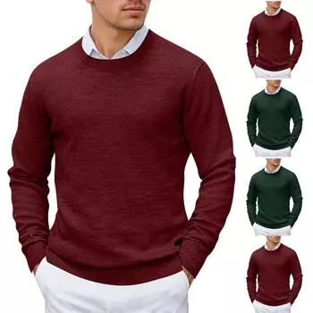 Шерстяной топ с длинным рукавом, повседневный свитер с круглым вырезом, свободный воротник, шерстяной топ M