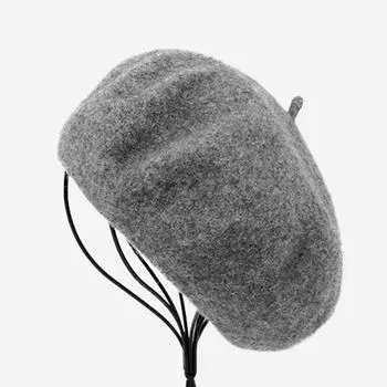 Шерстяной войлочный берет для женщин в британском стиле для девочек, берет, шапка, женские однотонные зимние шапки белый