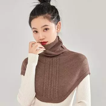 Шерстяной воротник-подложка, универсальный женский вязаный свитер с высоким лацканом, шарф, шаль, теплая наплечная накладка, чехол для шеи и шейного отдела позвоночника