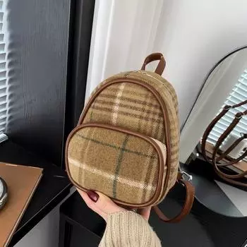 Шерстяной женский рюкзак 2024 года, новый модный и универсальный женский рюкзак контрастного цвета, повседневный и нишевый дорожный рюкзак с текстурой