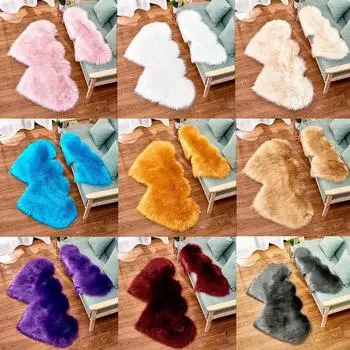 Шерстяные коврики с имитацией овчины, искусственные нескользящие коврики для спальни, мохнатые коврики S розовый