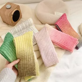 Шерстяные носки женские осенне-зимние утолщенные теплые длинные носки разноцветные кашемировые термо носки для дома носки для сна рождественские подарки 35-40