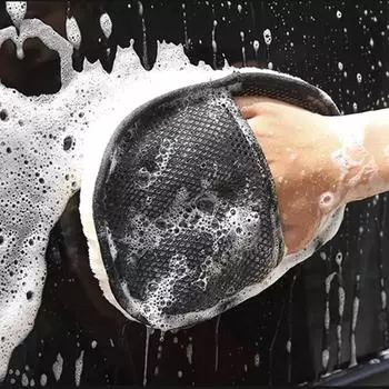 Шерстяные перчатки для мытья автомобиля, утолщенная флисовая подкладка, щетка для чистки, моющая машина для мотоцикла, средства по уходу, косметические принадлежности для мойки автомобиля чёрный