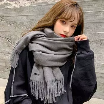 Шерстяные шарфы Зимние шейные платки Мягкие однотонные шаль Модный кашемировый шарф Зима/Осень/Весна фиолетовый