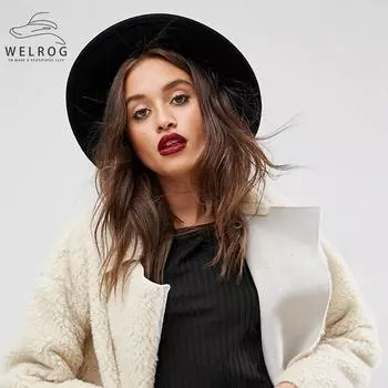 Шерстяные шляпы с широкими полями, британские мужские и женские модные однотонные цилиндры, осенне-зимние гладкие шляпы-федоры унисекс чёрный