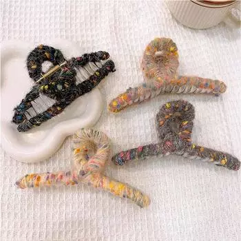 Шерстяные заколки ручной работы для женщин, весна 2024, большой зажим для волос, зажим для волос в форме акулы, заколки для волос Pinza Pelo Mujer кофейный