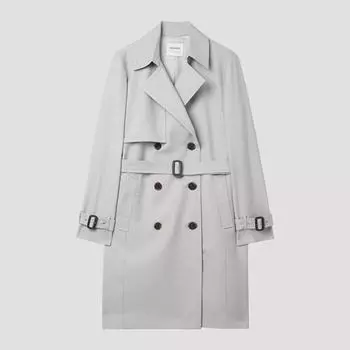 Shesmiss Belted Double Half Trench Coat Swwbyp12020 Lg light gray/55