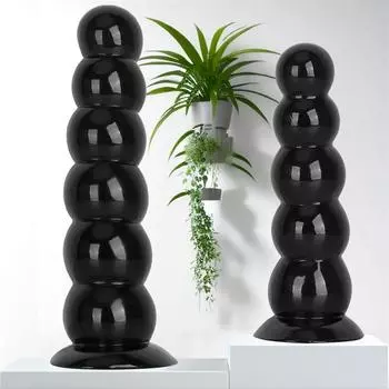 Шесть бусин Черная башня Присоска Мягкие выдвижные бусины Анальные пробки Крупногабаритные анальные задние анальные куколки Анальное расширение Эротические товары S