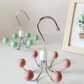 Шесть когтей Крючок Гардеробная стропа Нижнее белье Хранение Бог 360 ° Вращающаяся сумка Хранение шляп Вешалка Крючки 1pc дубильная кора