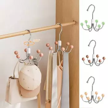 Шесть крючков, вращающихся на 360 градусов, многофункциональная стойка для одежды и сумок One Size зелёный