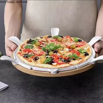 Шесть решеток для закусок Вращающееся деревянное основание с ручкой Тарелка для пиццы Тарелка для десерта послеобеденного чая Декоративная посуда