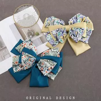 Шесть слоев сращивания, большая заколка для волос с бантом, атласная заколка для волос, индивидуальная нишевая заколка для волос, открытка для волос, кольцо для волос жёлтый