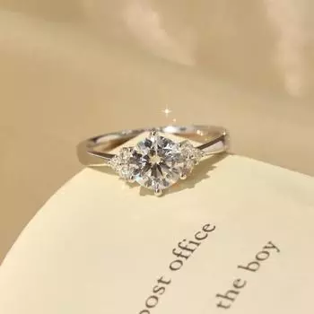 Шесть зубцов 1 карат Кольца с муассанитом Высокое качество изготовления Стерлинговое серебро 925 пробы Нежный подарок для девочек Сертифицированное кольцо GRA 5