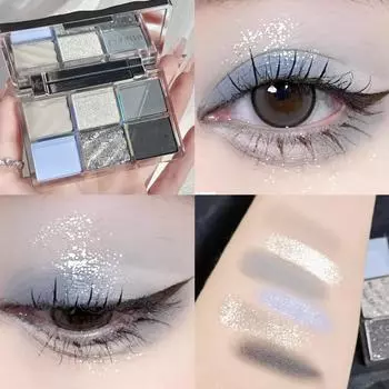 Шестицветная палитра теней для век, матовый перламутровый мелкий шиммер, осветляющие тени, комплексная палитра для стойкого макияжа и развития цвета.